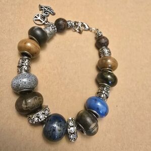 Boho Beaded Bracelet with Silver Accents